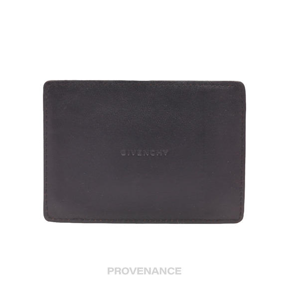 🔴 Givenchy Logo Card Holder Wallet - Black Leather - Picture 1 of 6